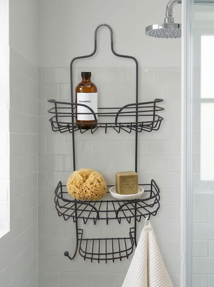 2-Tier Shower Caddy with Soap Dish and Hooks