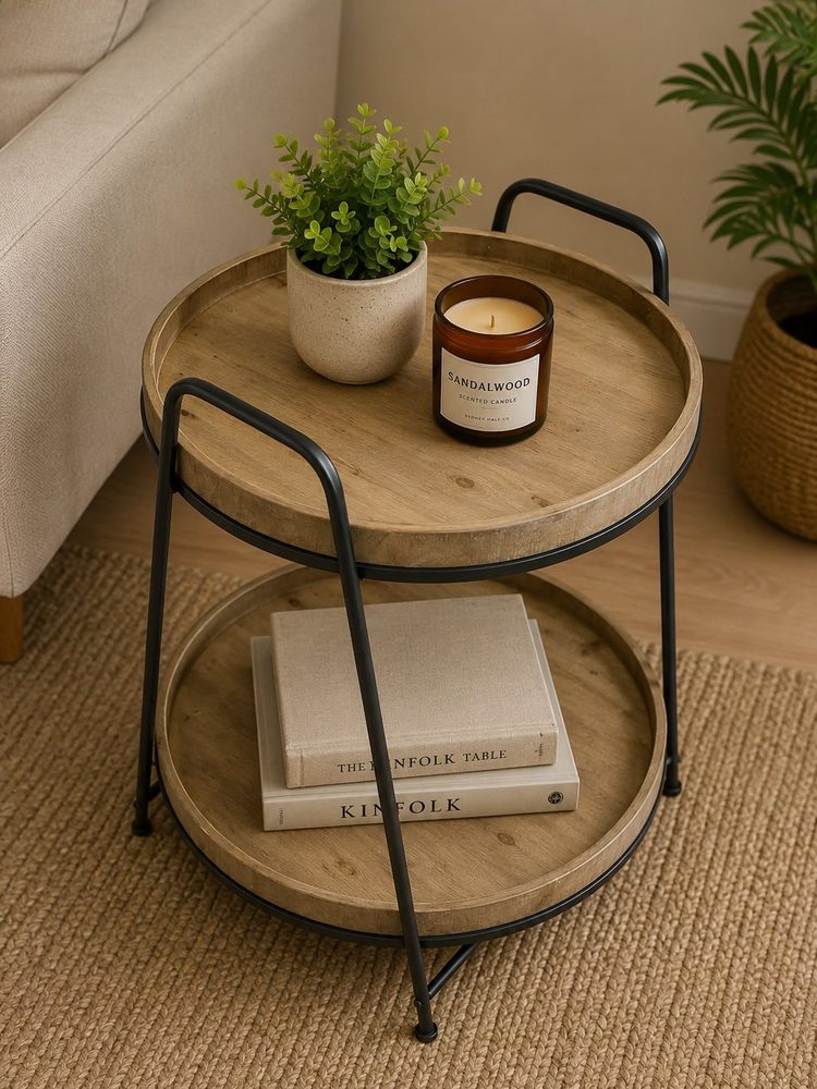 2 Tier Wooden Side Table