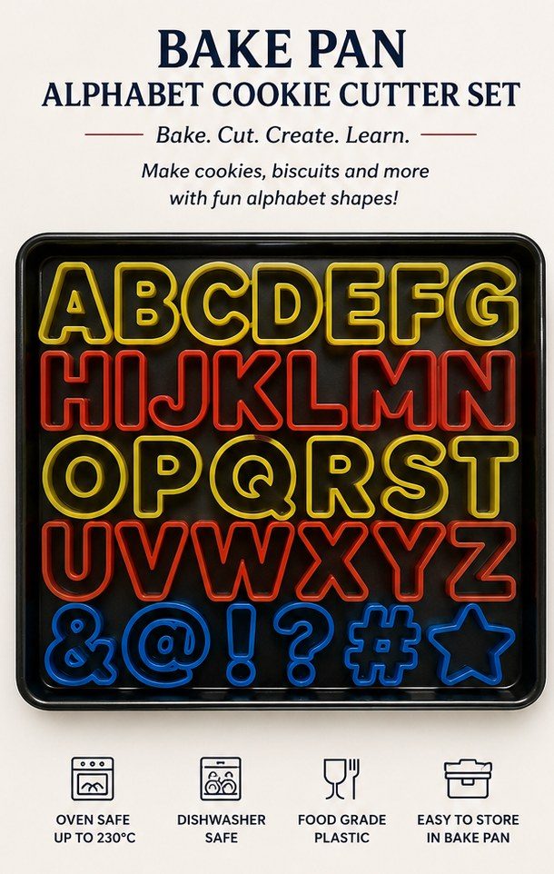 Bake Pan with Alphabet Cookie Cutter
