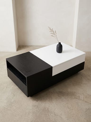 Black & White Coffee Table (storage compartment)