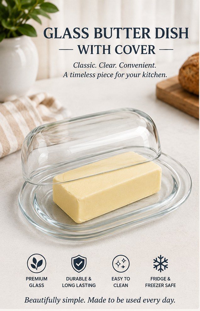 Glass Butter Dish with Cover
