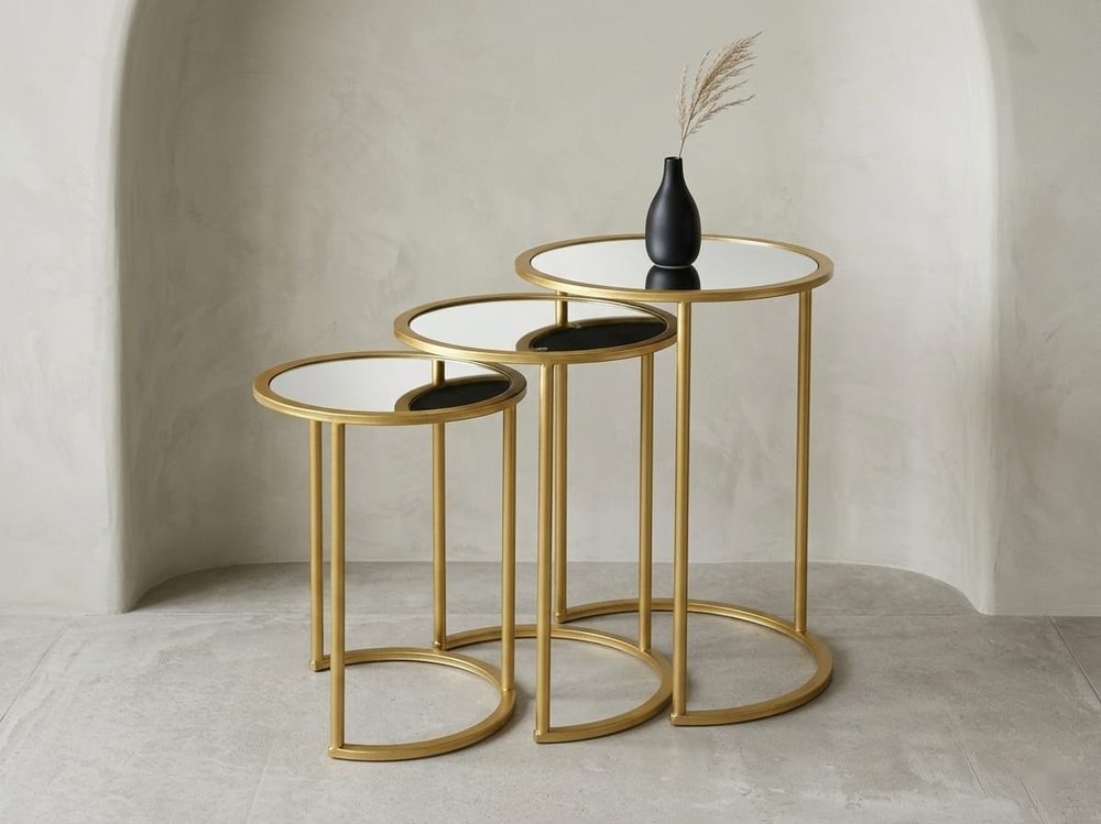 Modern Nesting Side Tables (glass surface 3pc set)