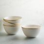 White Ceramic Bowl With Gold Rim (6 inch)