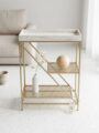 Industrial Accent Table with Storage Shelves